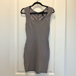 BCBG MaxAzria Bandage Bodycon Dress Gray Sleeveless Zip Back Size S